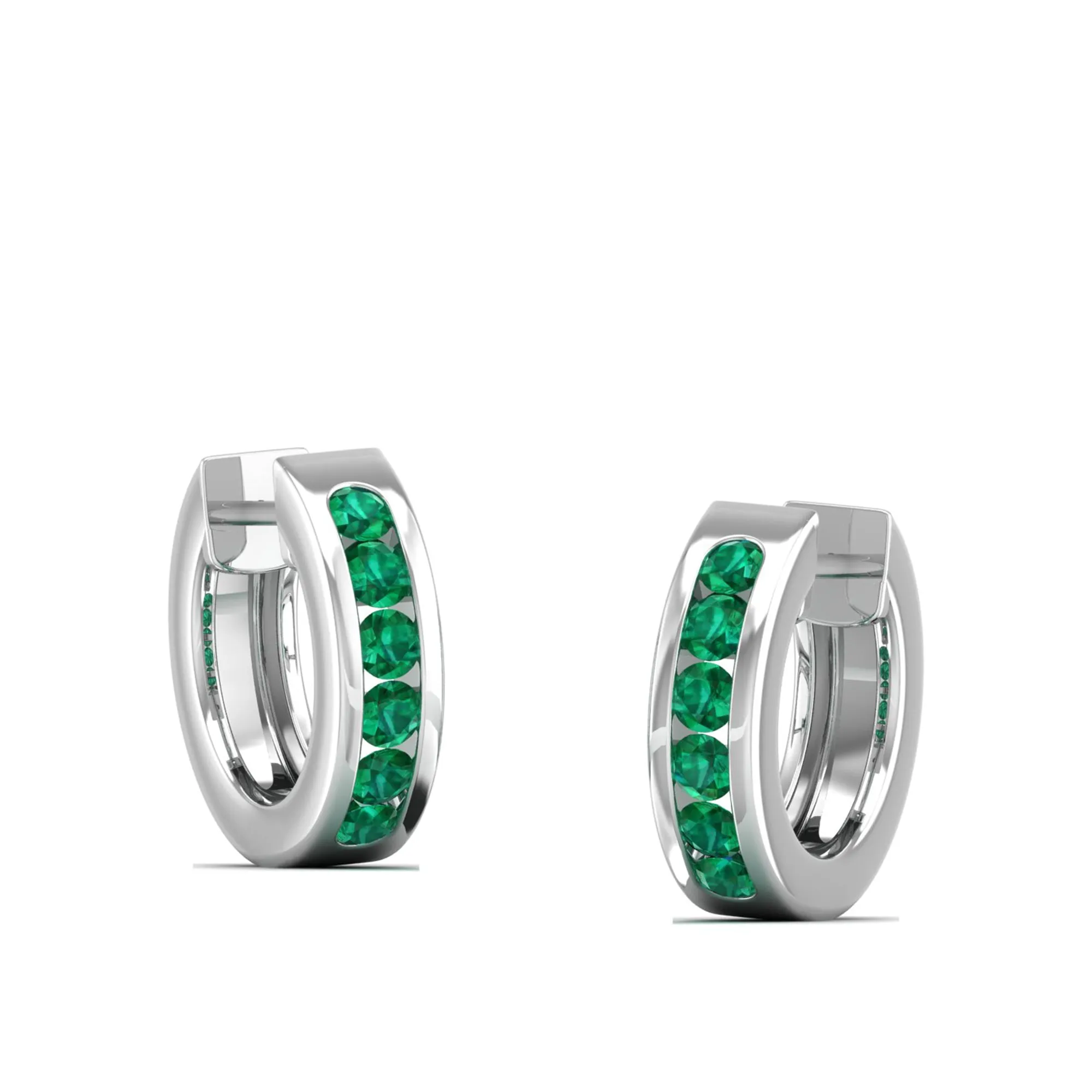 Channel Set Round Emerald Huggies