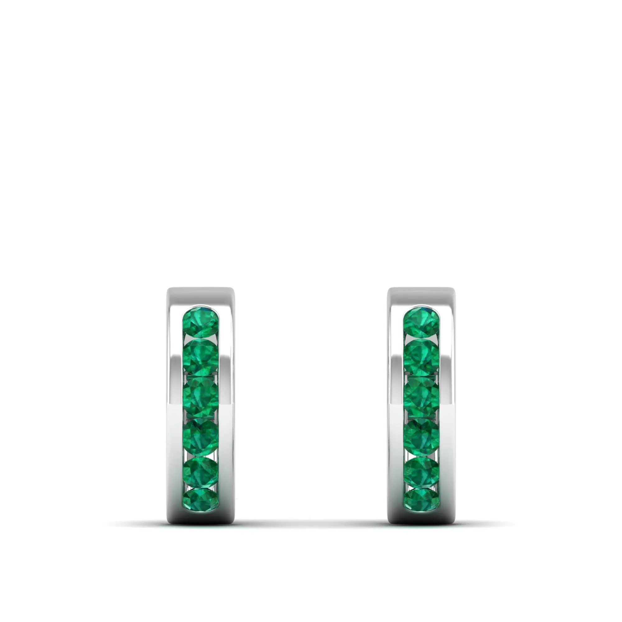 Channel Set Round Emerald Huggies