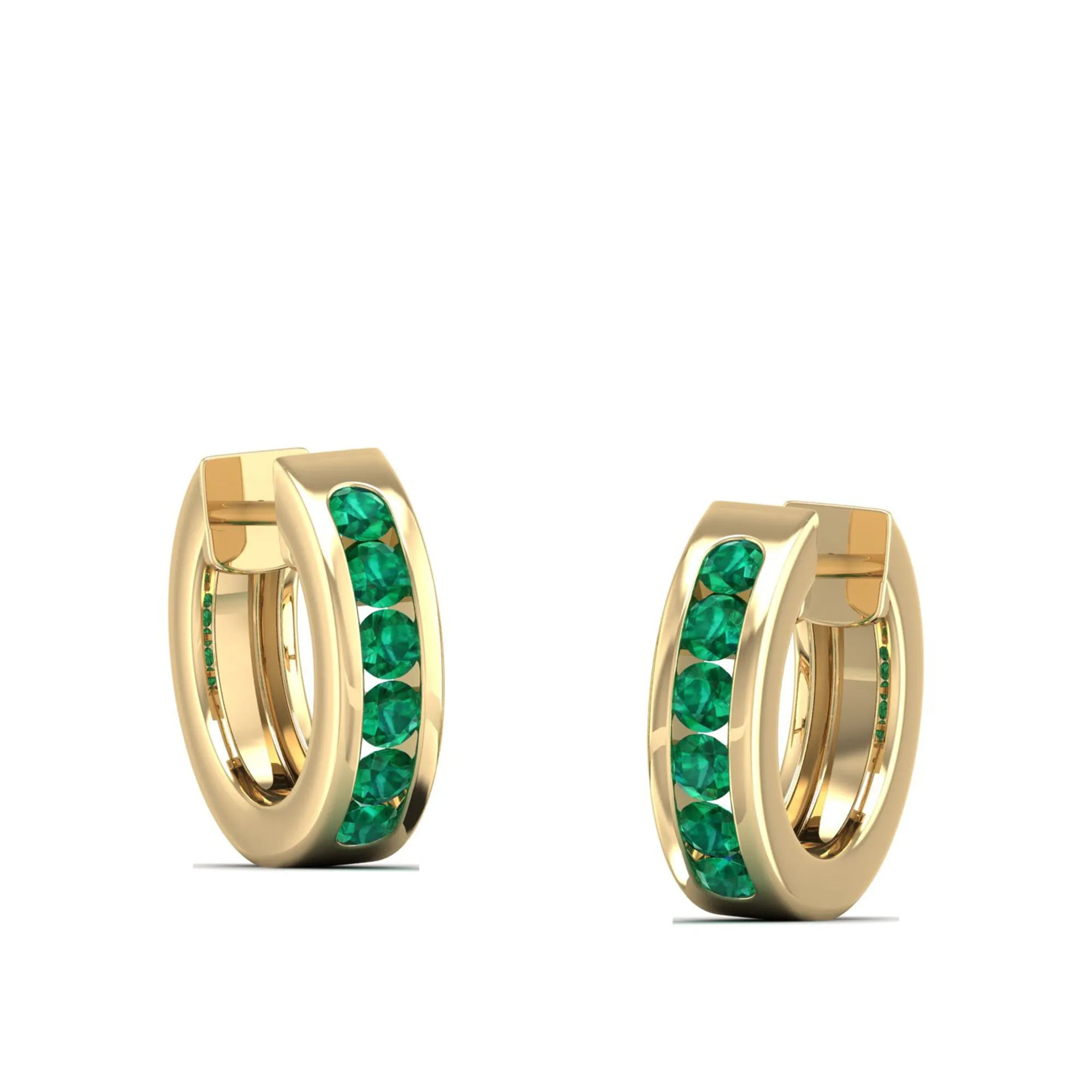 Channel Set Round Emerald Huggies