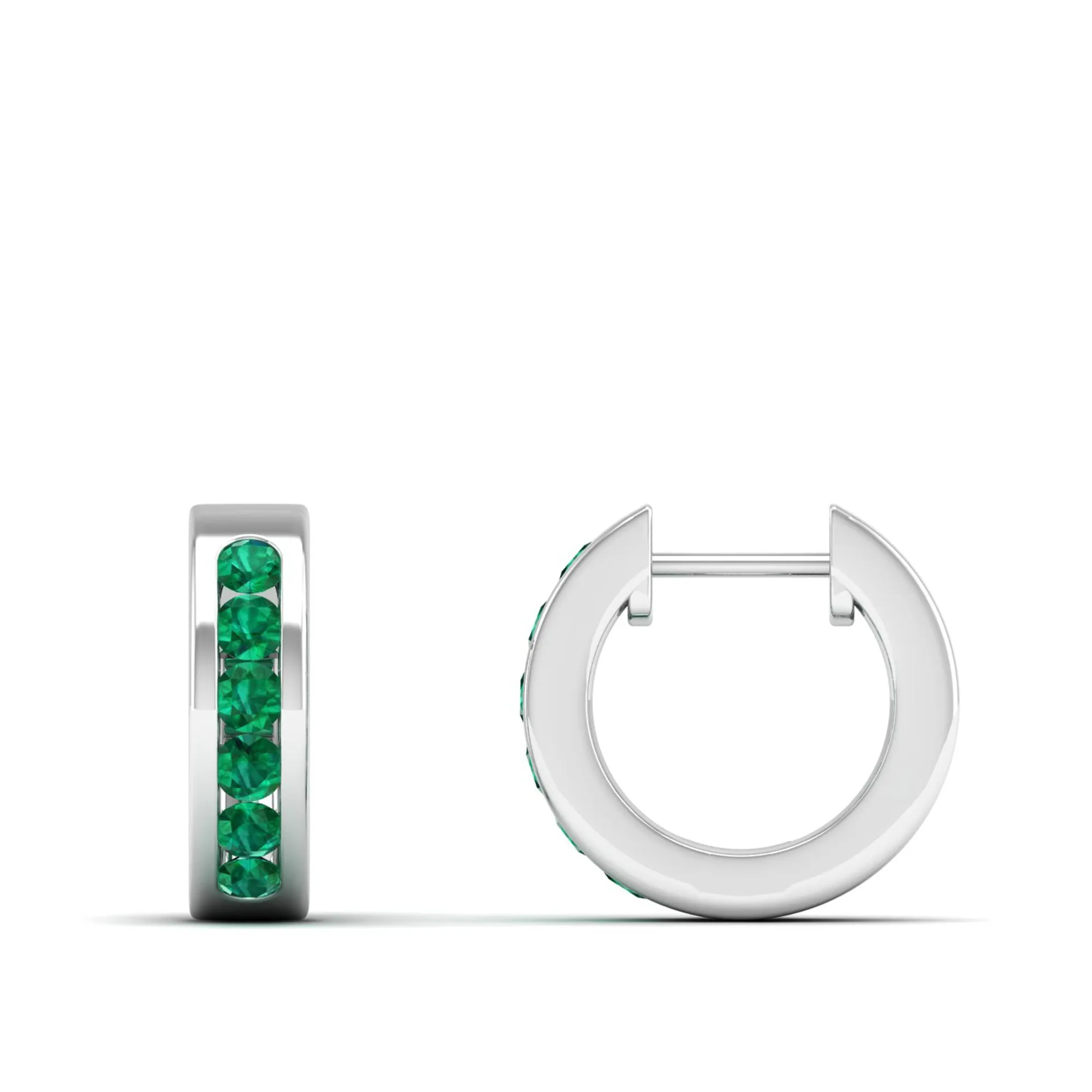 Channel Set Round Emerald Huggies