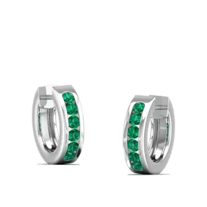 Channel Set Round Emerald Huggies