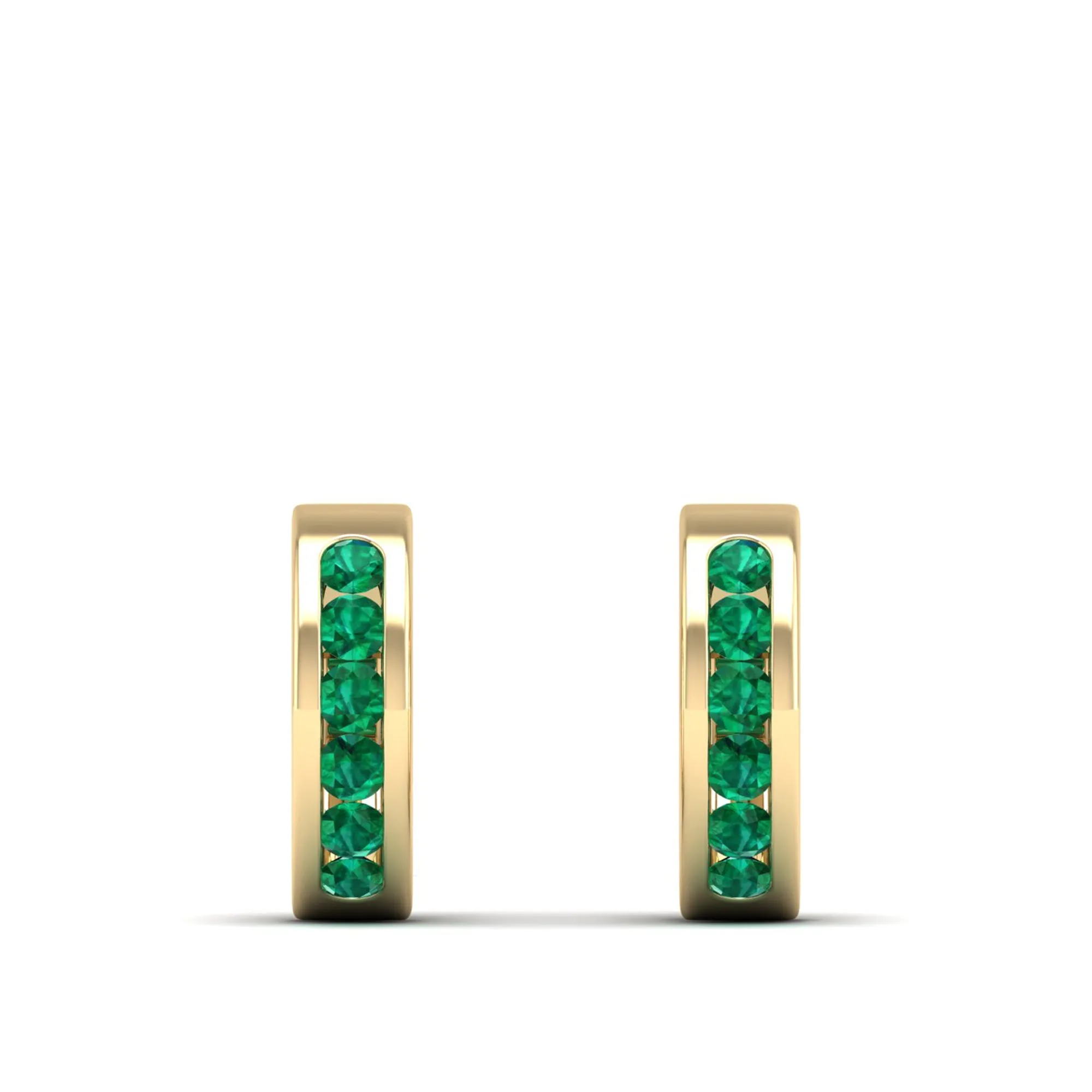 Channel Set Round Emerald Huggies