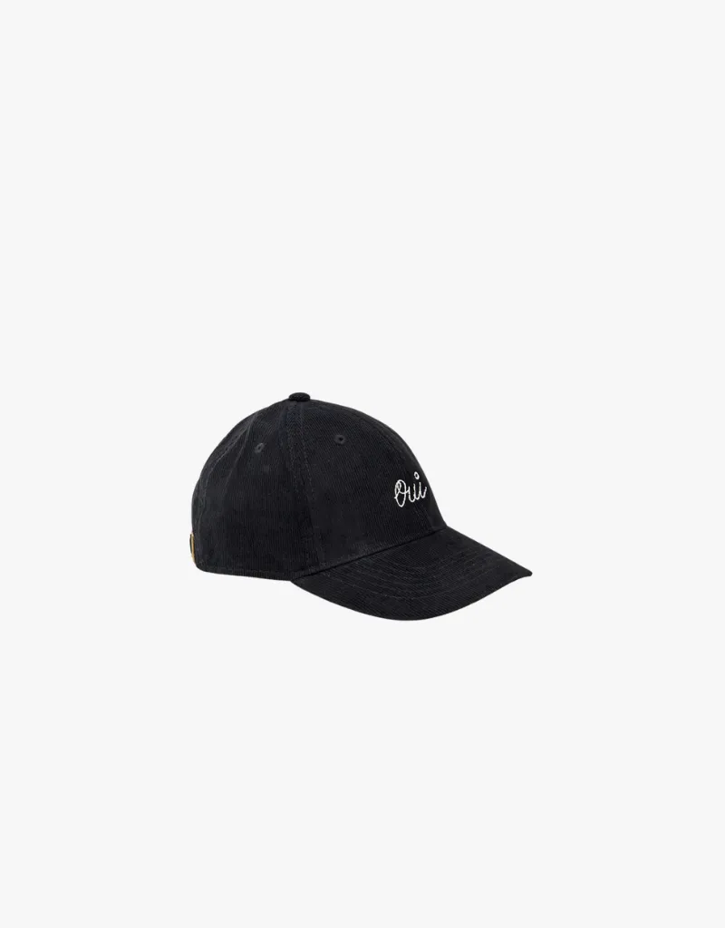 Clare V. Baseball Hat in Black Corduroy with Cream Oui