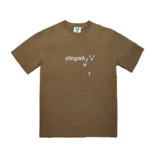 Classic melting logo and skull patch T Shirt Brown