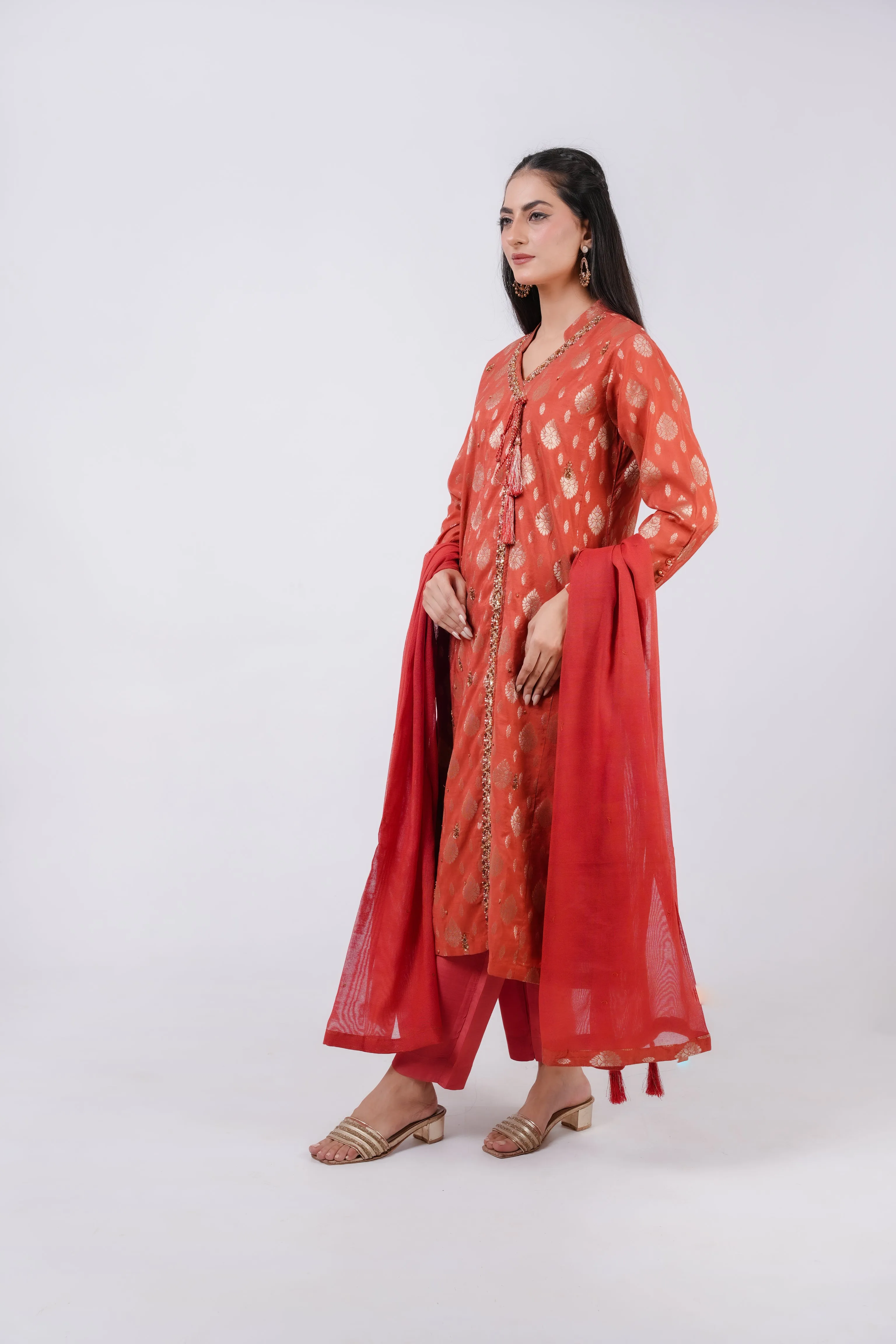 Classic Mustard Embroidered stitched 3-piece