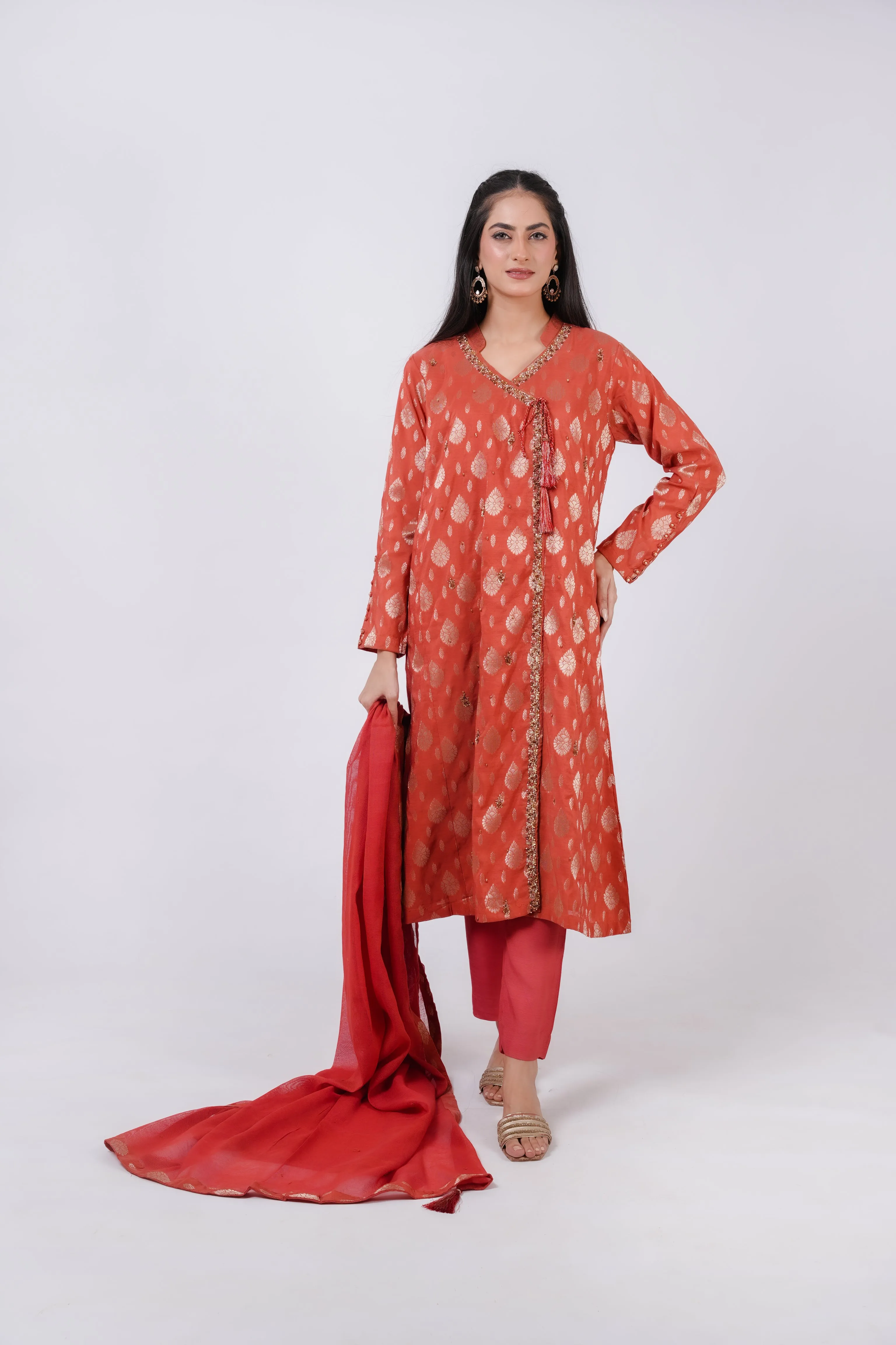 Classic Mustard Embroidered stitched 3-piece