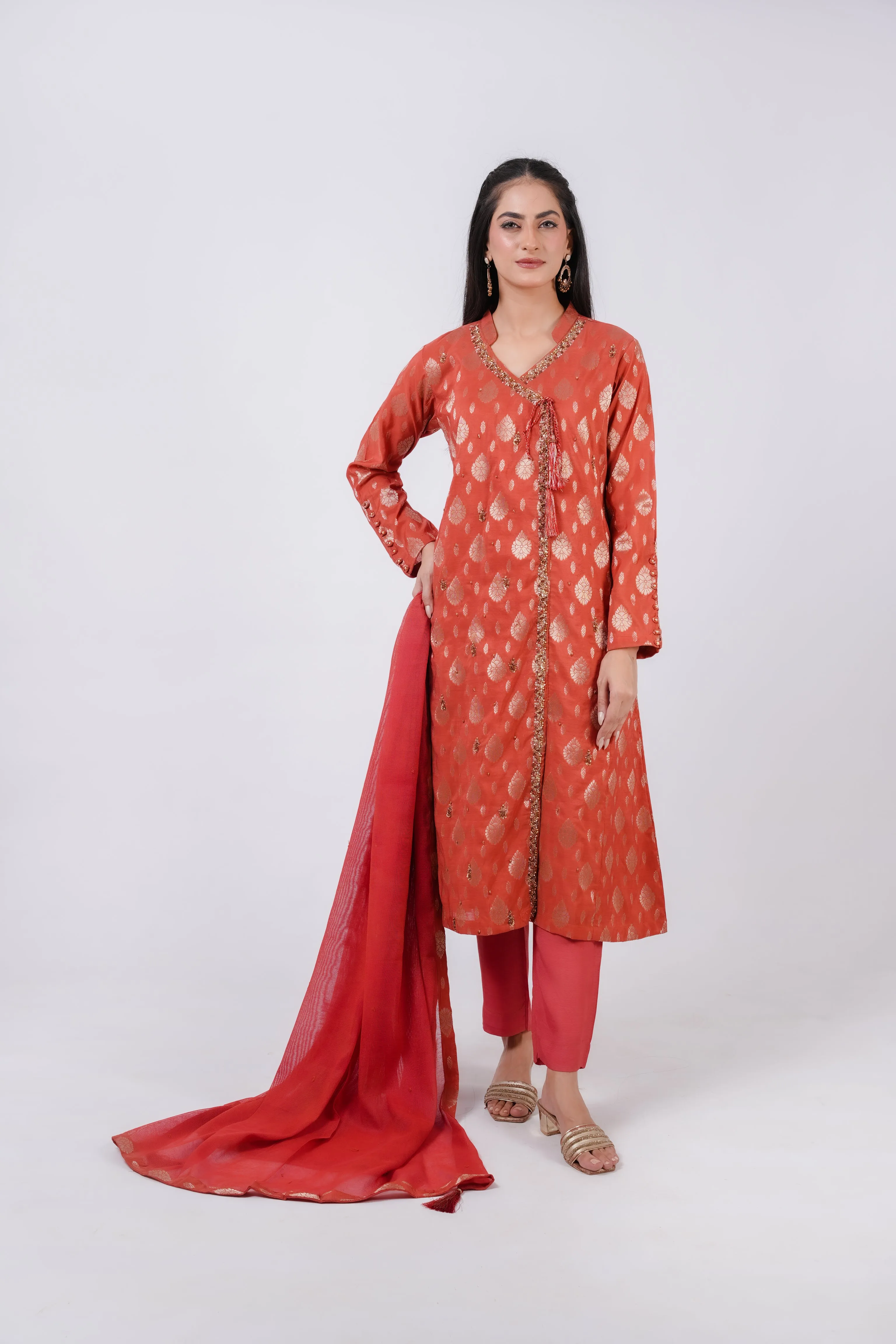 Classic Mustard Embroidered stitched 3-piece