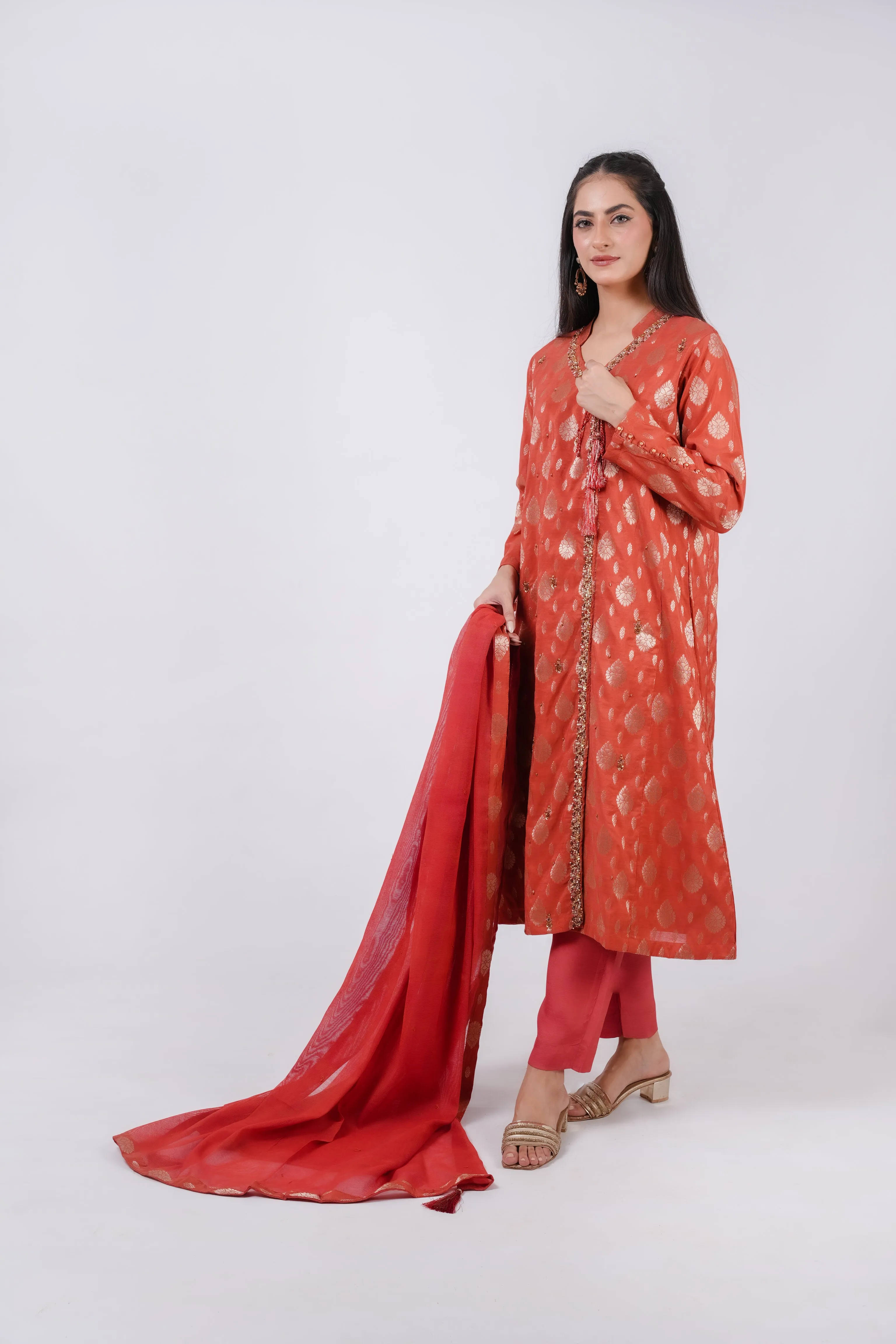 Classic Mustard Embroidered stitched 3-piece