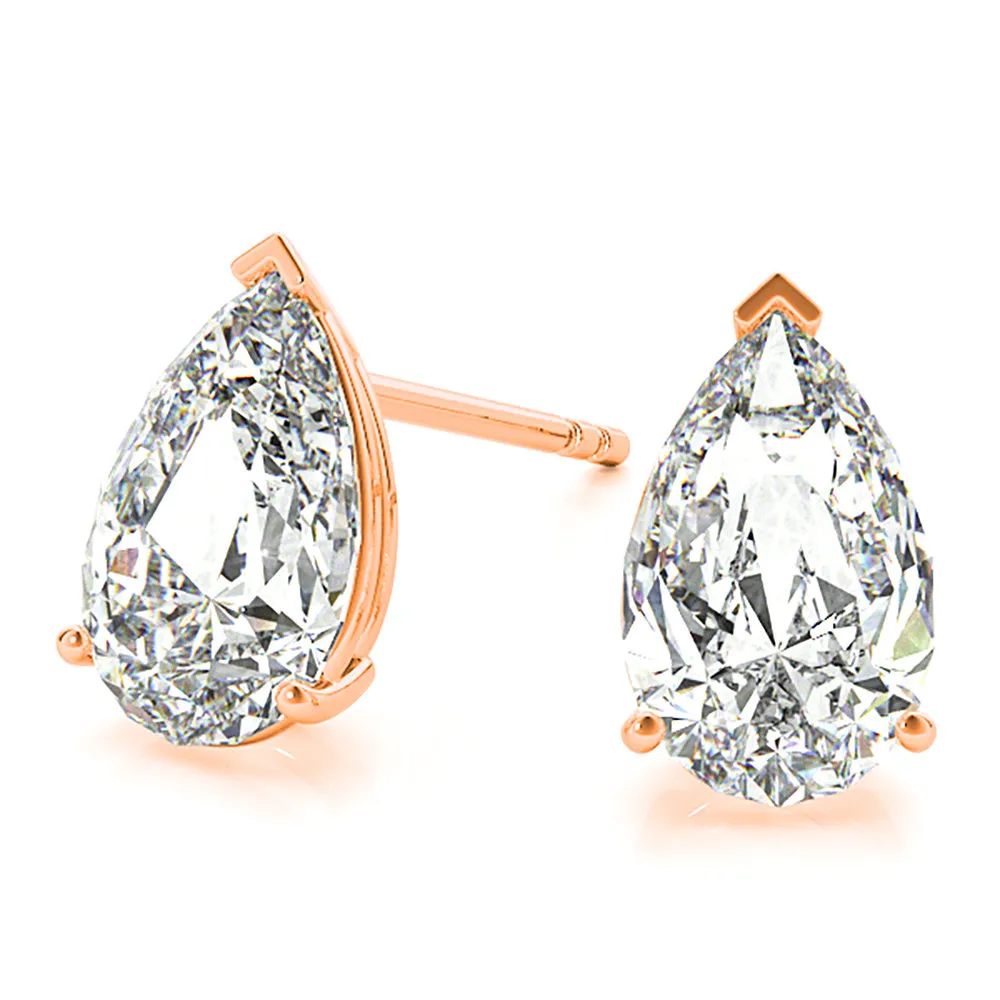 Classic Pear Shape Diamond Stud Earrings