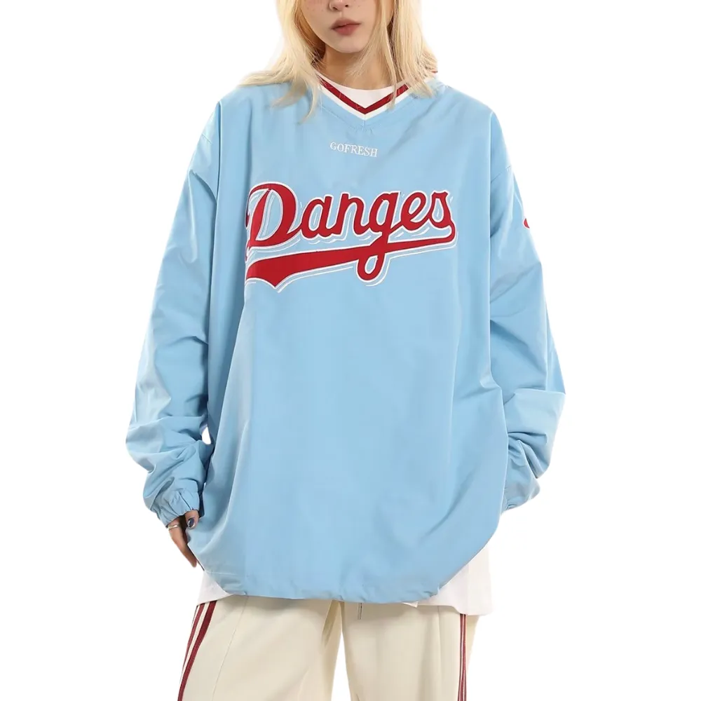 Classic V-neck Patch Embroidered Sweatshirt
