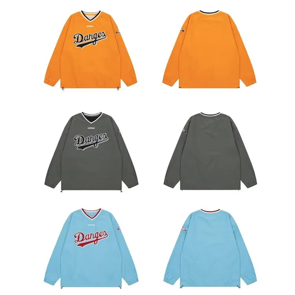 Classic V-neck Patch Embroidered Sweatshirt