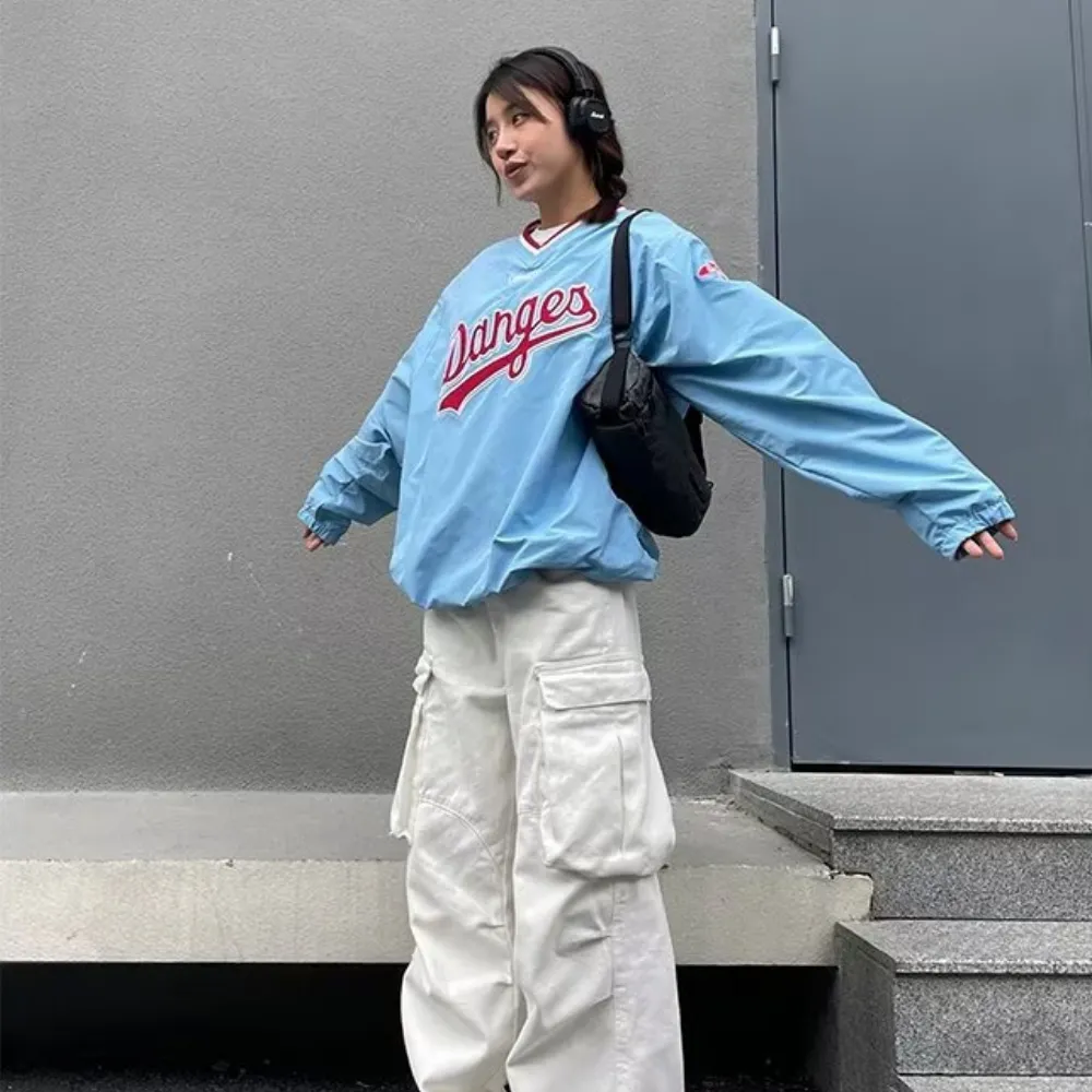 Classic V-neck Patch Embroidered Sweatshirt