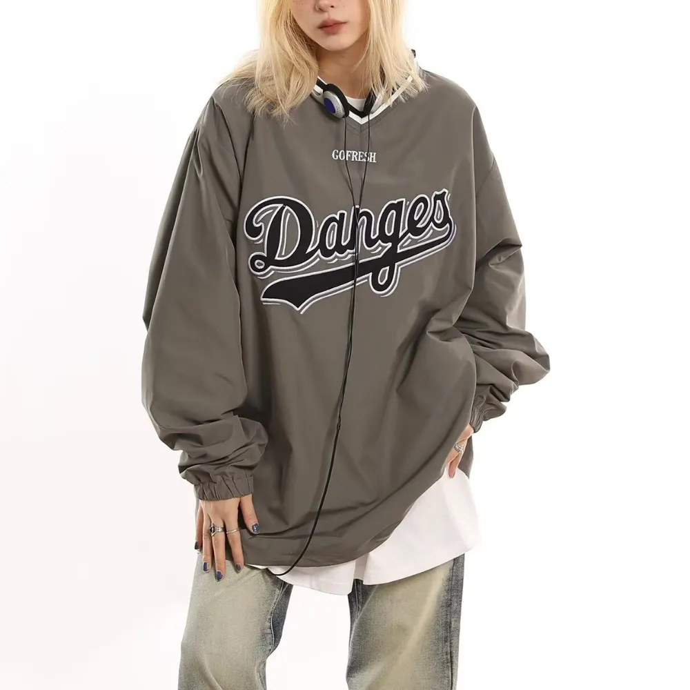 Classic V-neck Patch Embroidered Sweatshirt