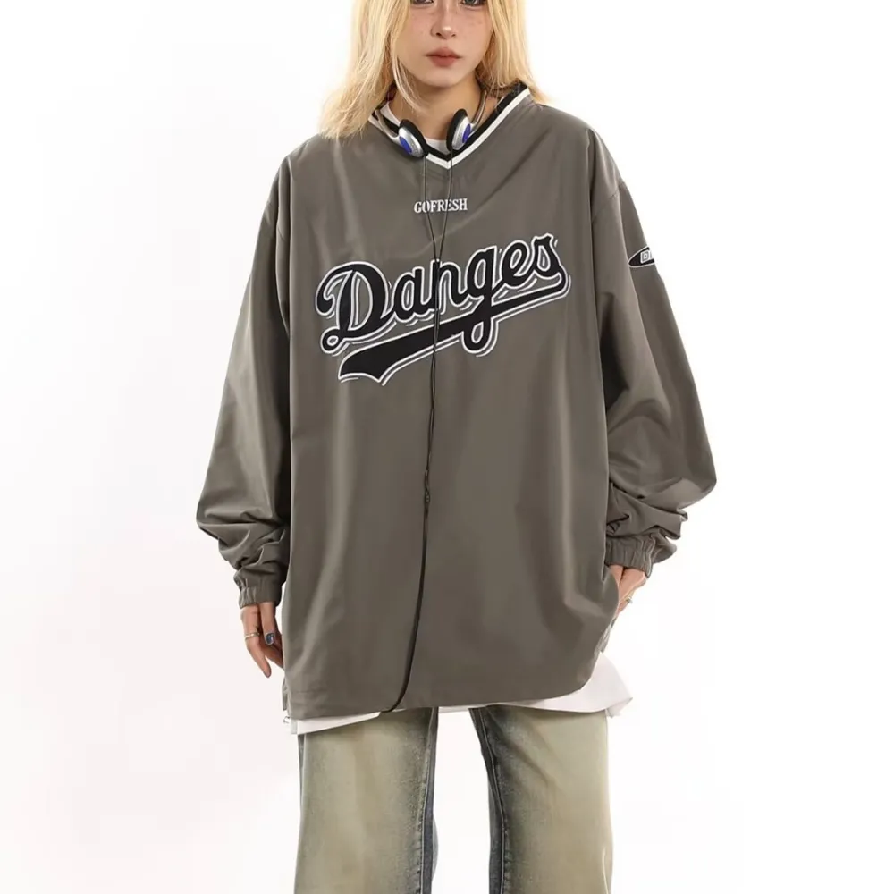 Classic V-neck Patch Embroidered Sweatshirt