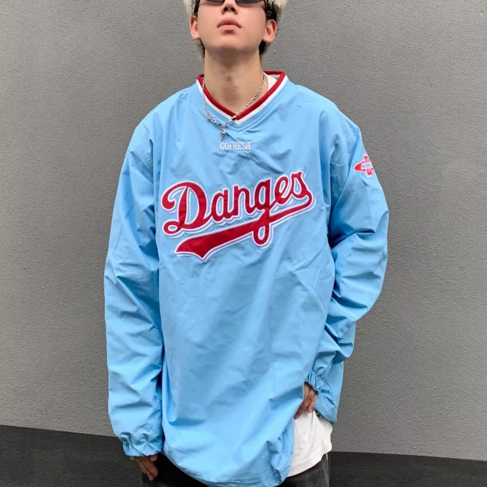 Classic V-neck Patch Embroidered Sweatshirt