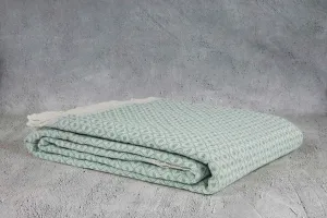 Cotswold Cotton Textured Diamond Patterned Design Blanket With Tassels