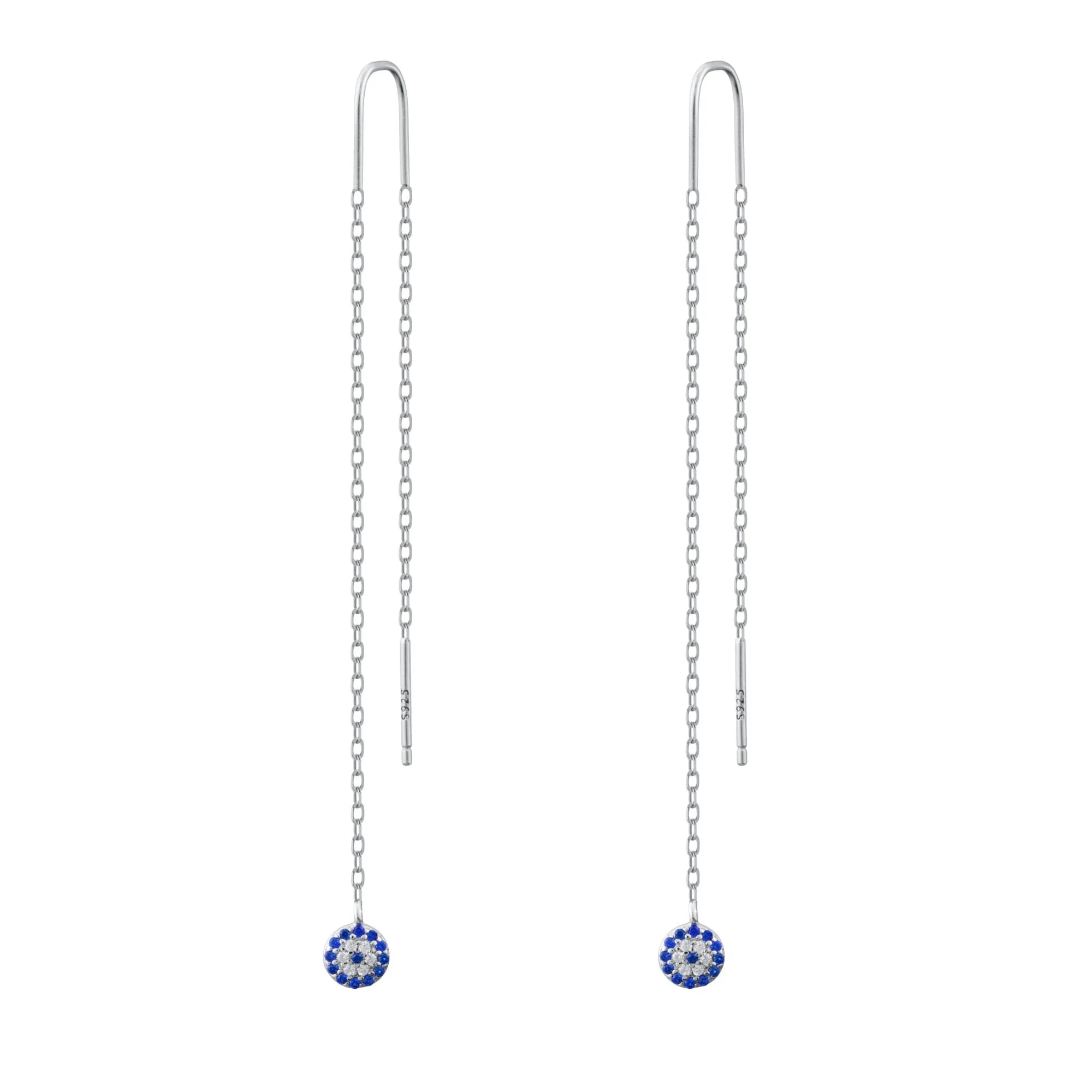 Crystal Pave Evil Eye Riviere Statement Drop Earrings