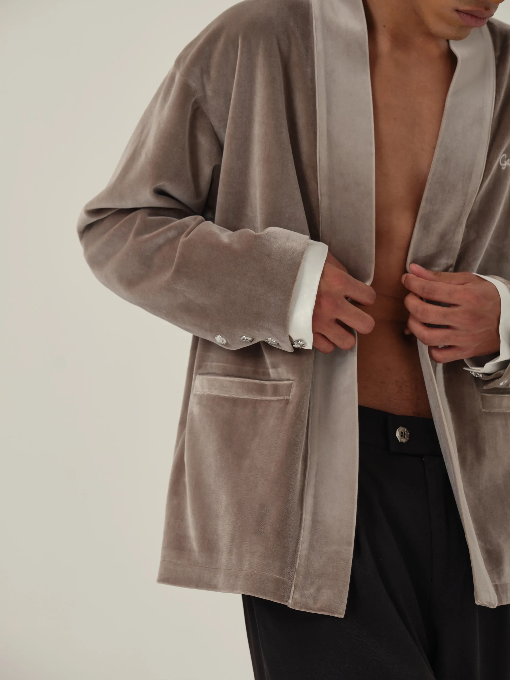 Desert Brown Velvet Kimono Jacket