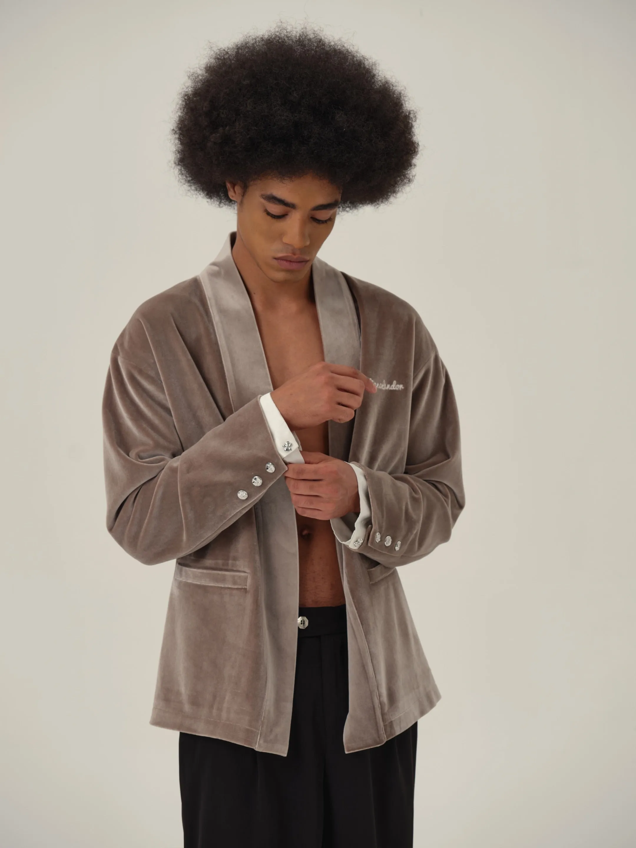 Desert Brown Velvet Kimono Jacket