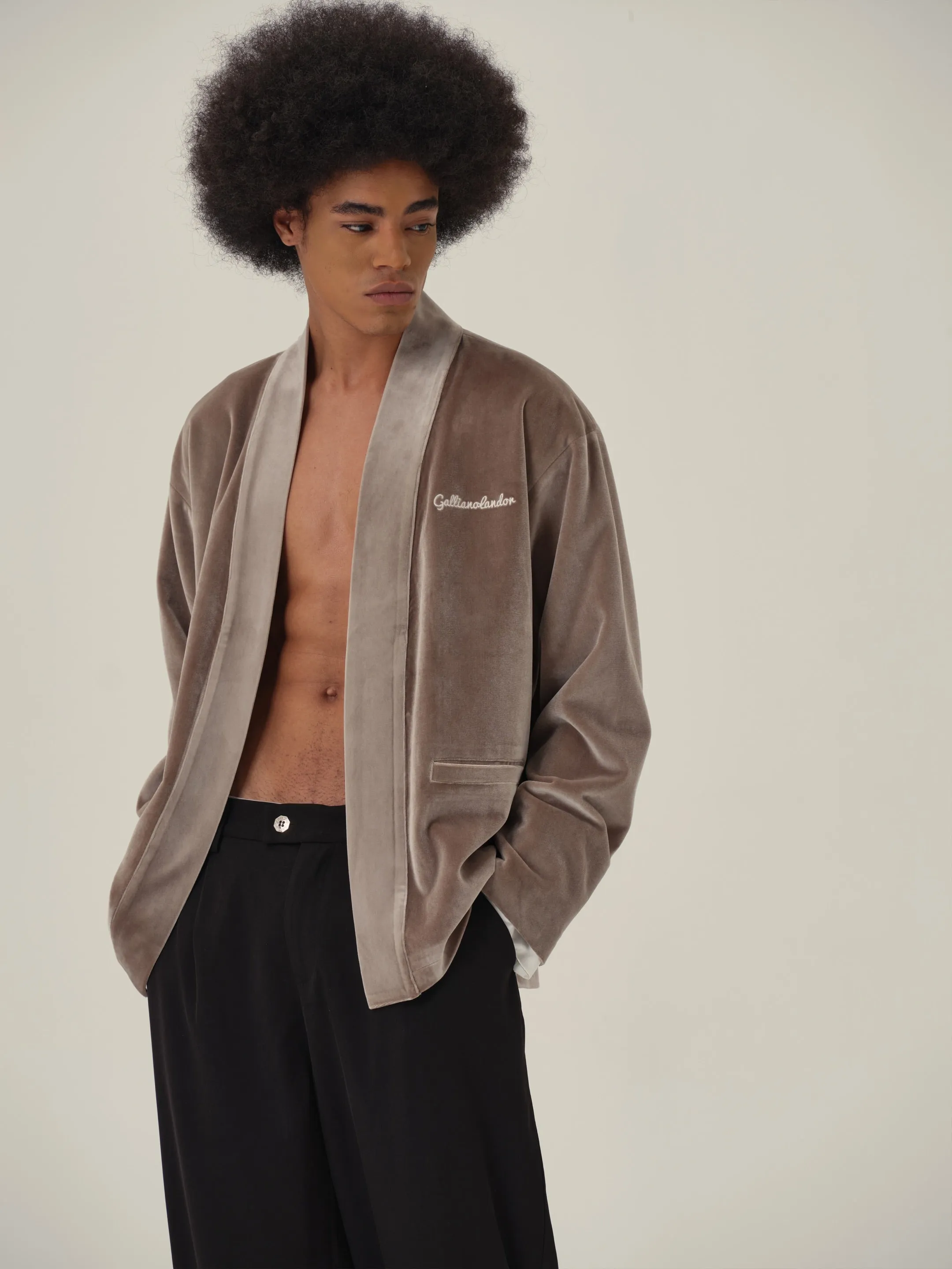Desert Brown Velvet Kimono Jacket