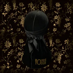 DUtheRAGthing Black & Gold Graphic Velvet Durag