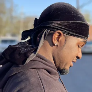 DUtheRAGthing "Black on Black" Solid Velvet Durag