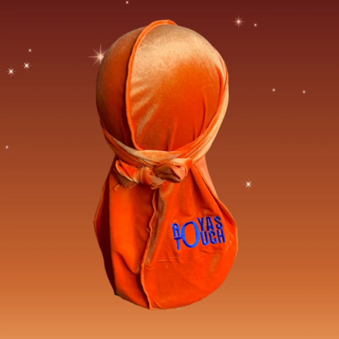 DUtheRAGthing "Orange & Royal Blue" Velvet Durags