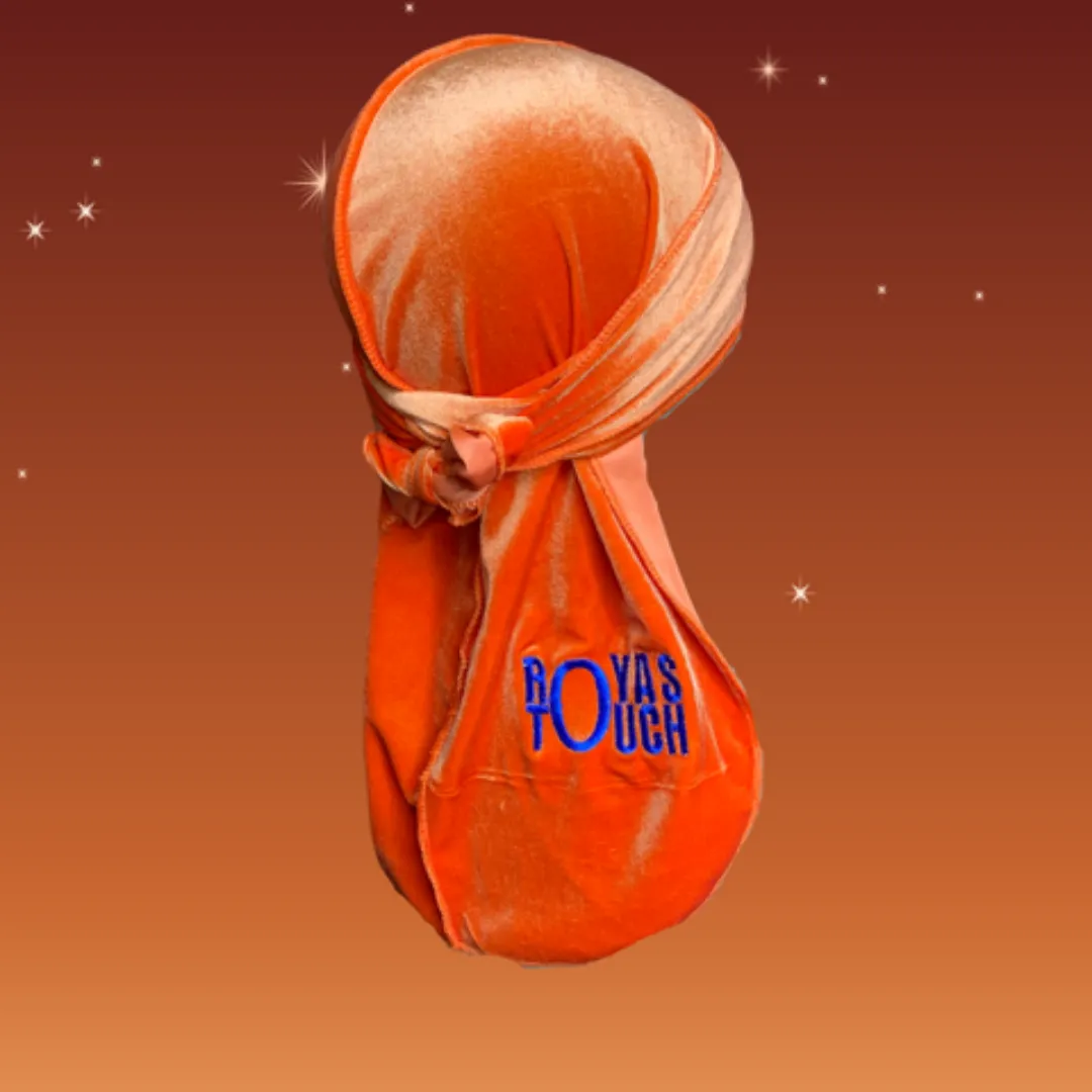 DUtheRAGthing "Orange & Royal Blue" Velvet Durags
