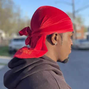 DUtheRAGthing Red & Gold Velvet Durag