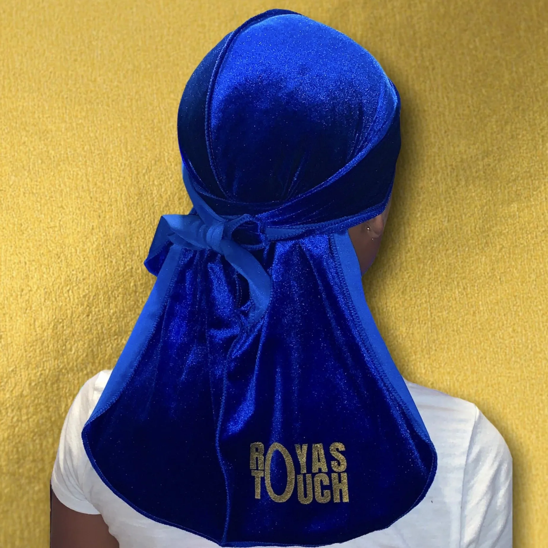 DUtheRAGthing Royal Blue & Gold Velvet Durag
