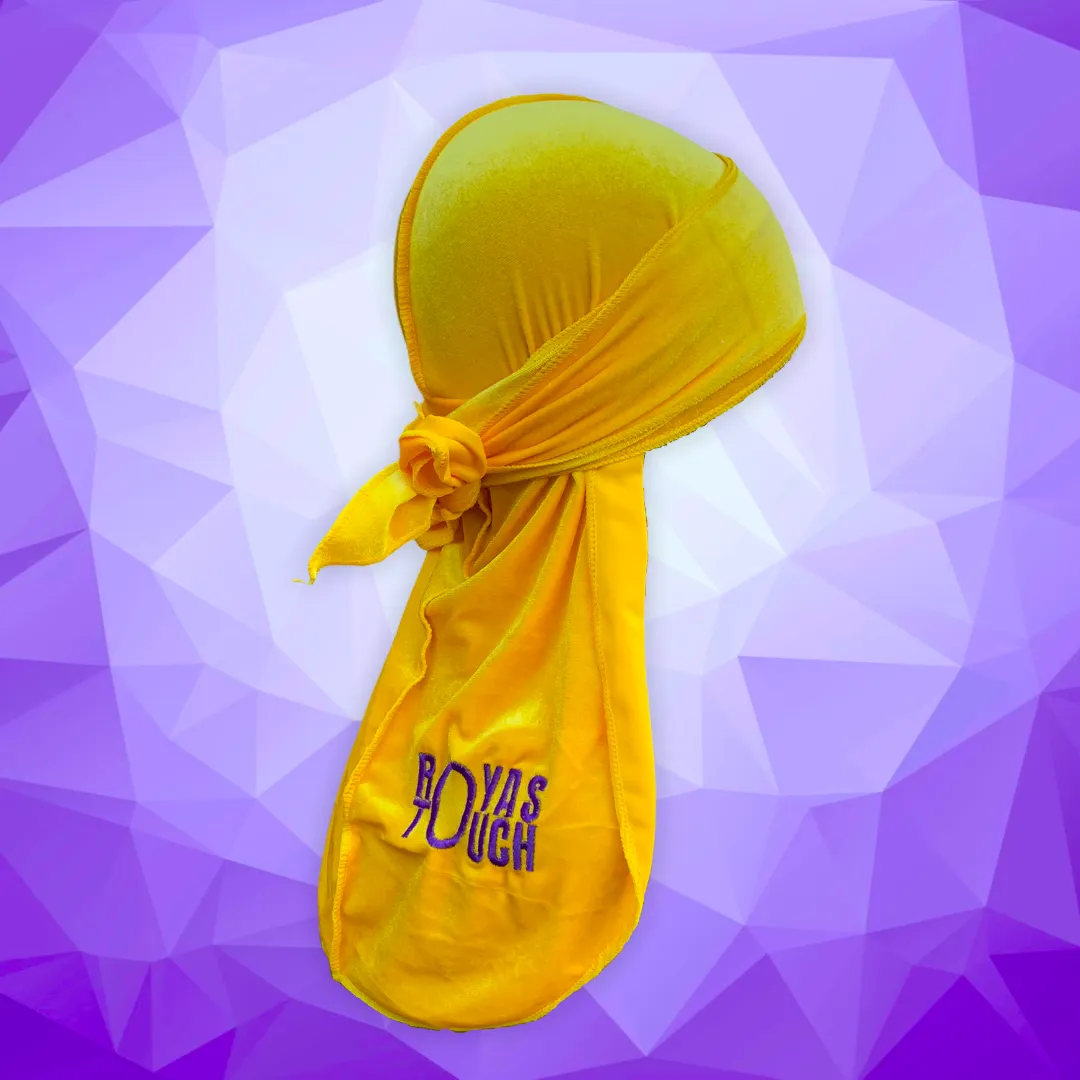 DUtheRAGthing Yellow & Purple "m.m" Velvet Durag
