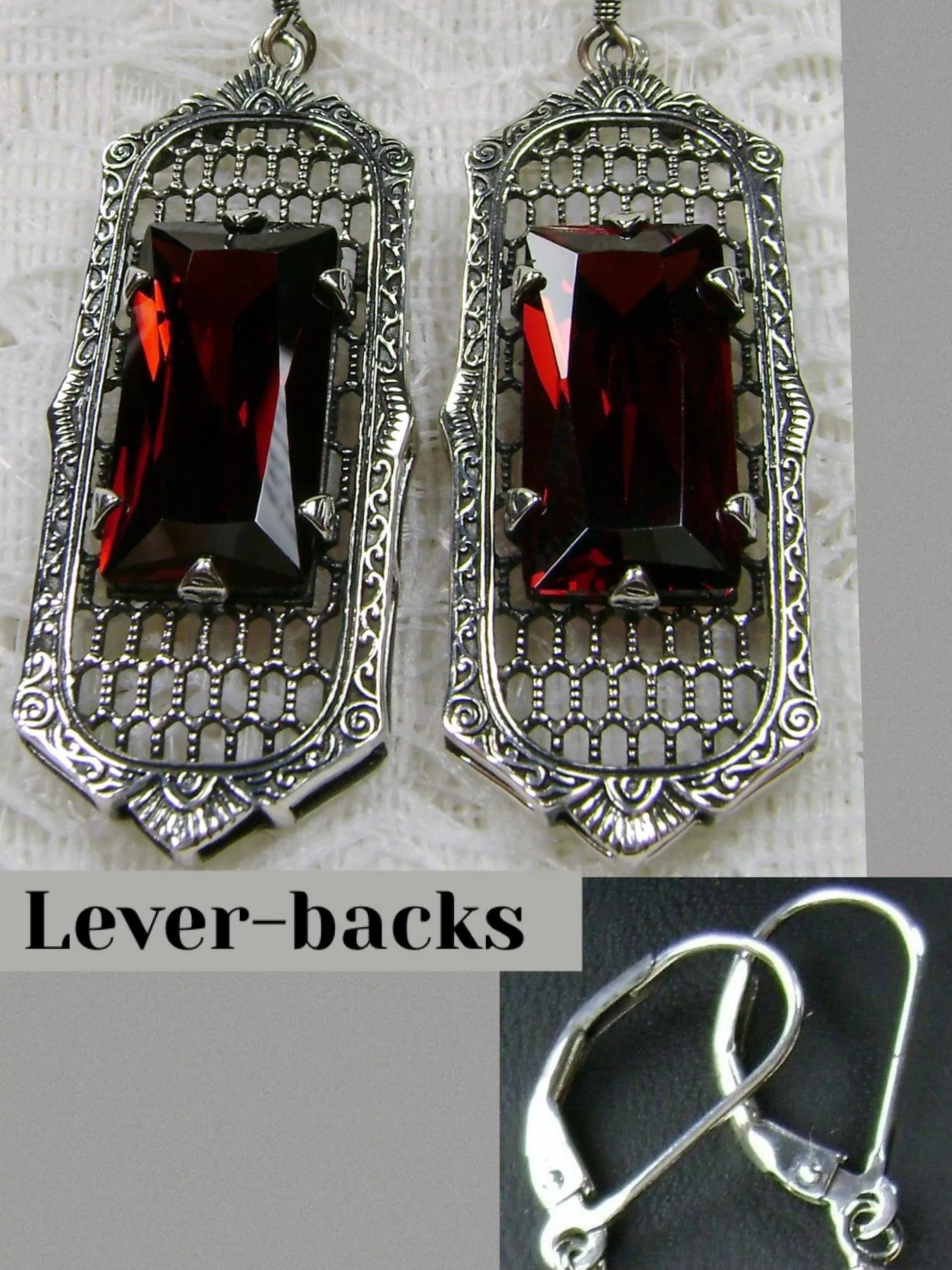 E16, Art Deco Earrings, Baguette Gem, 1930s Reproduction Jewelry, Design E16