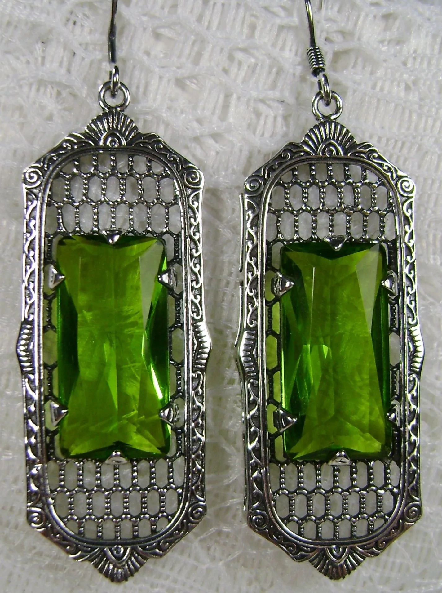 E16, Art Deco Earrings, Baguette Gem, 1930s Reproduction Jewelry, Design E16