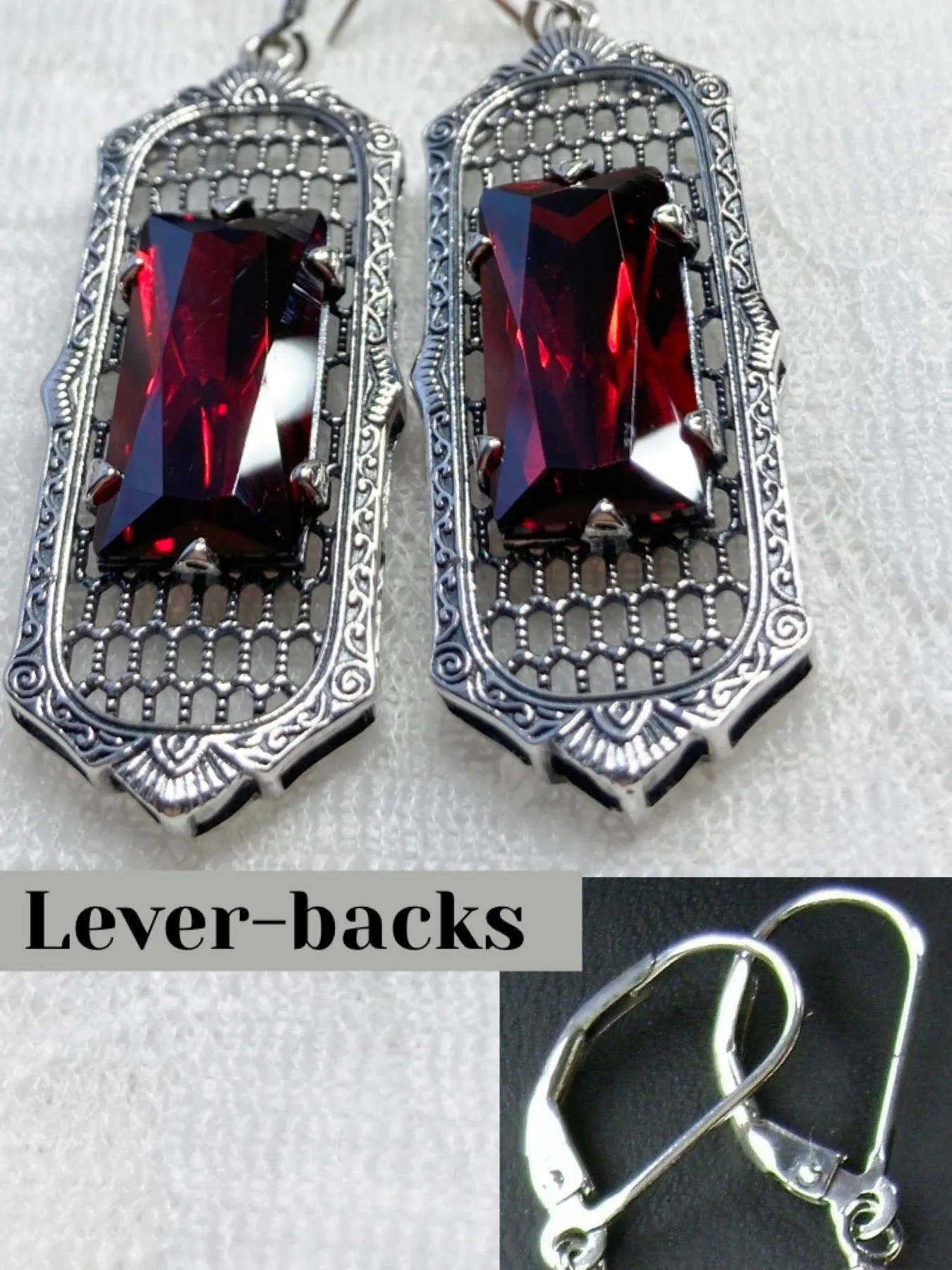 E16, Art Deco Earrings, Baguette Gem, 1930s Reproduction Jewelry, Design E16