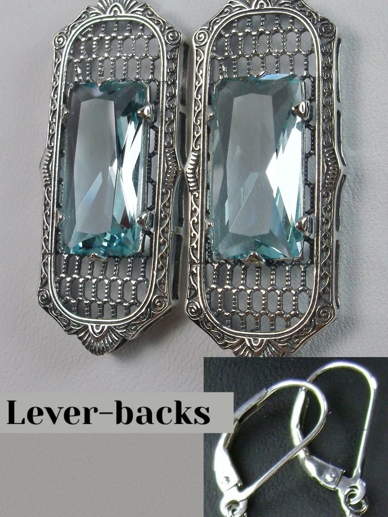E16, Art Deco Earrings, Baguette Gem, 1930s Reproduction Jewelry, Design E16