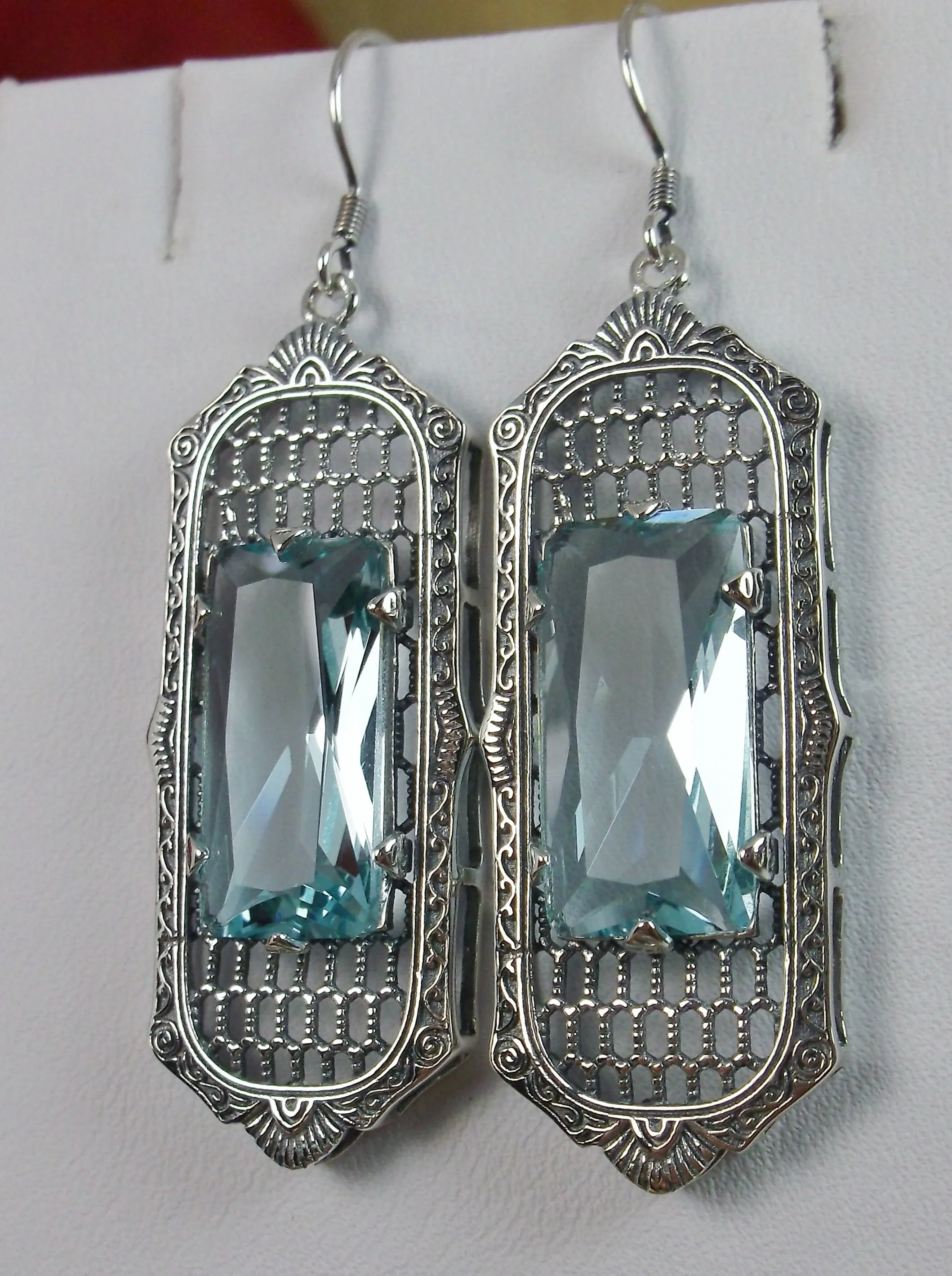 E16, Art Deco Earrings, Baguette Gem, 1930s Reproduction Jewelry, Design E16
