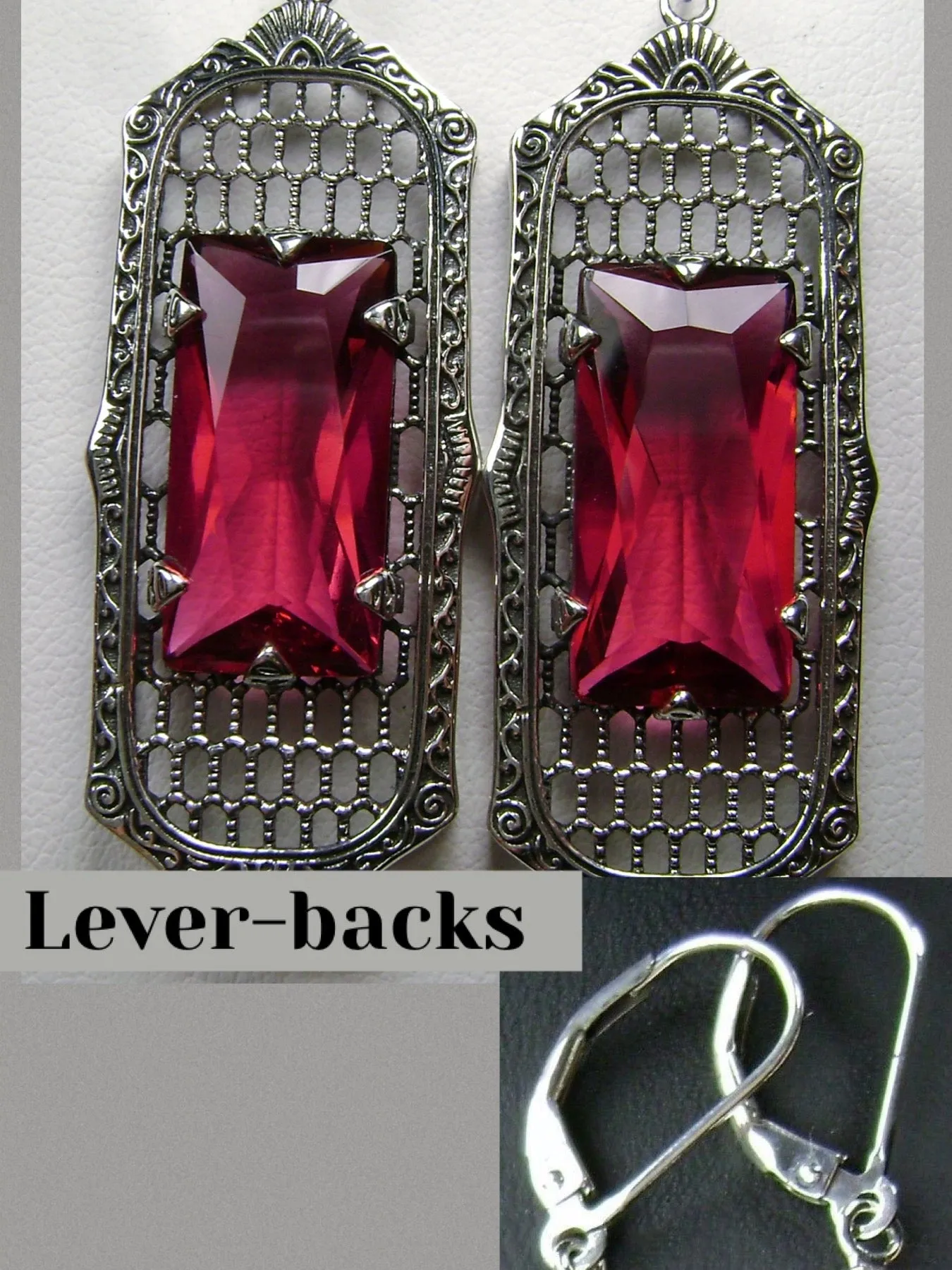 E16, Art Deco Earrings, Baguette Gem, 1930s Reproduction Jewelry, Design E16