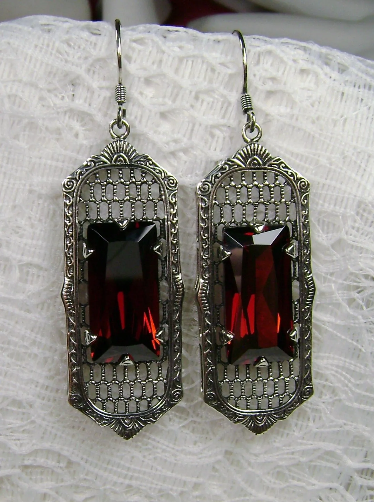 E16, Art Deco Earrings, Baguette Gem, 1930s Reproduction Jewelry, Design E16