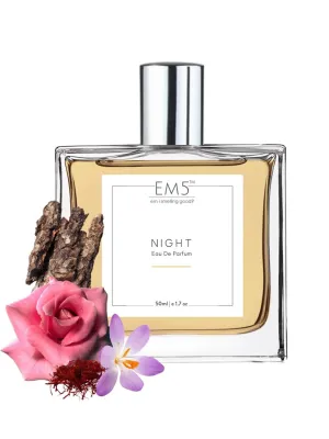EM5™ Night Unisex Perfume EDP Spray for Men & Women | Amber Woody Rose Fragrance Accords | Luxury Gift for Him / Her | Variants Available: 50 ml Spray / 15 ml Spray