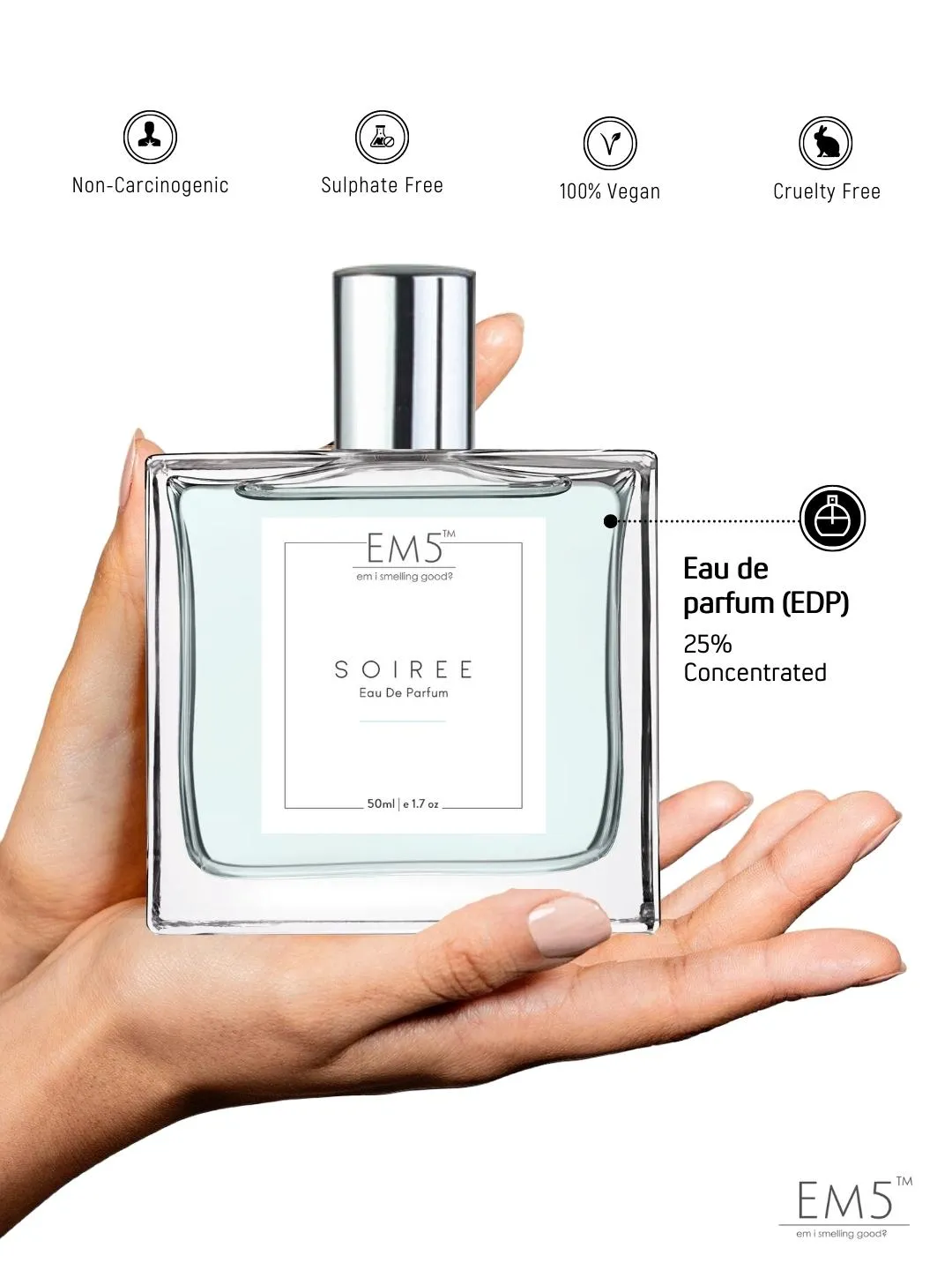 EM5™ Soiree Perfume EDP Spray for Men | Spicy Amber Citrus Fragrance Accords | Luxury Gift for Him | Variants Available: 50 ml Spray / 15 ml Spray