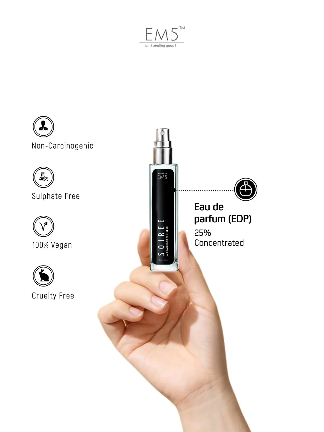 EM5™ Soiree Perfume EDP Spray for Men | Spicy Amber Citrus Fragrance Accords | Luxury Gift for Him | Variants Available: 50 ml Spray / 15 ml Spray