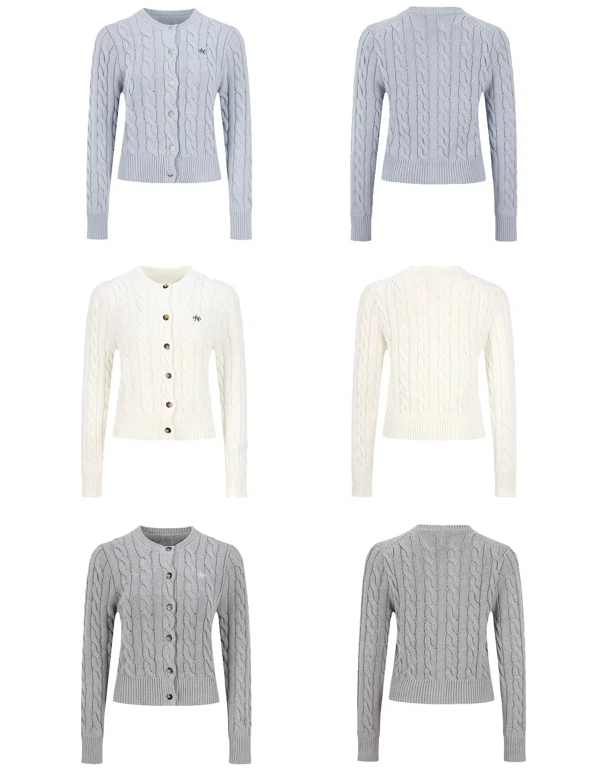 Embroidered Classic Cable Knit Cardigan