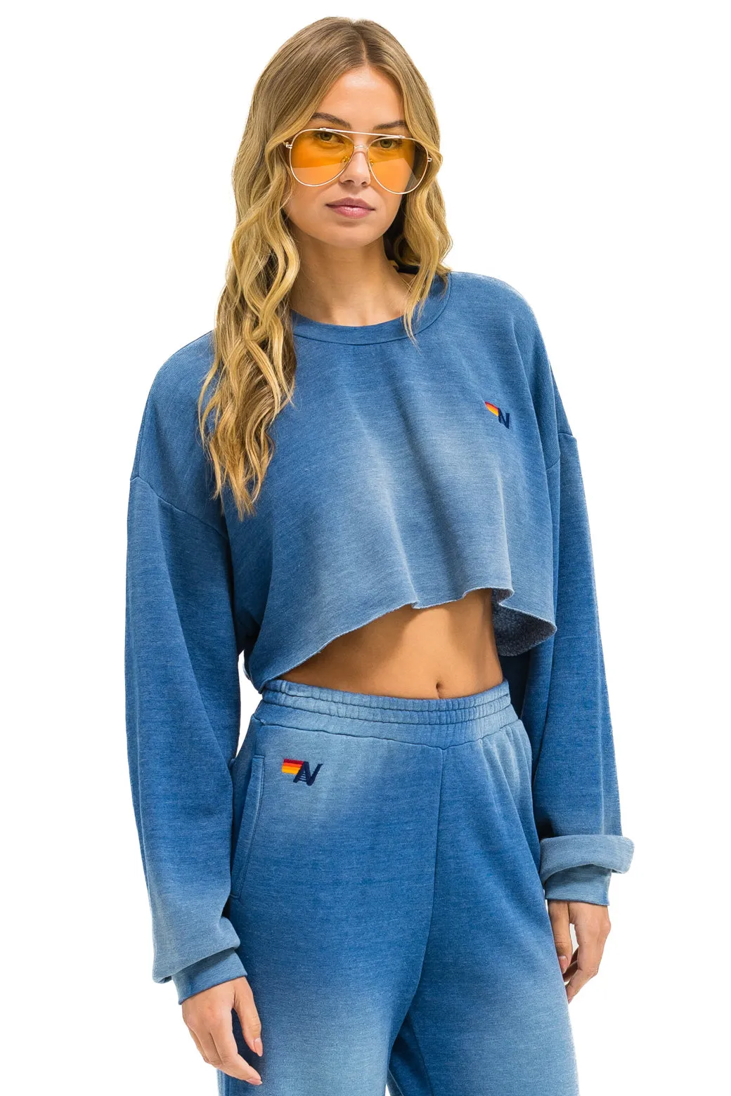 ESSENTIAL CROPPED CREW SWEATSHIRT RELAXED - FADED WATER