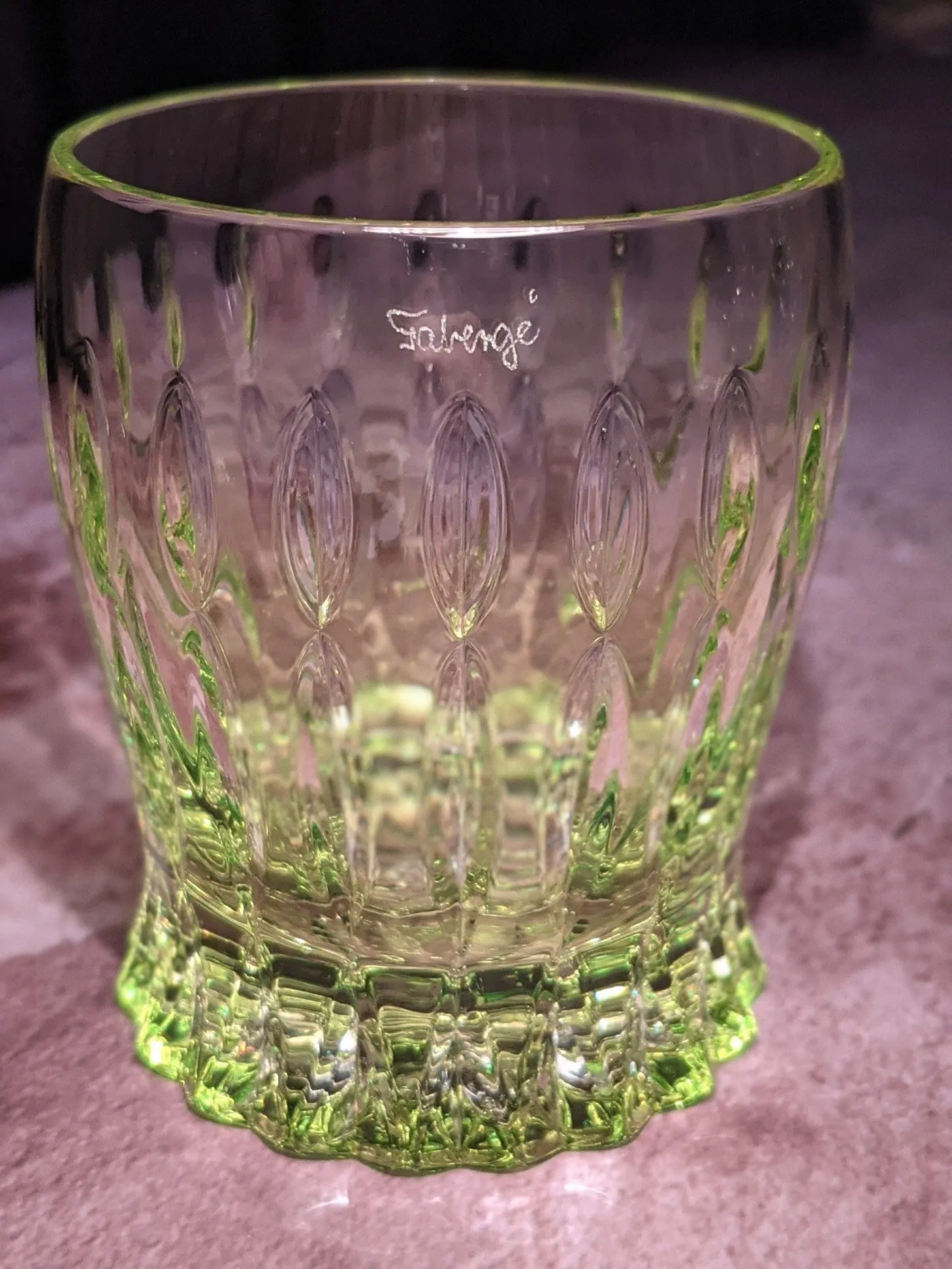 Faberge Crystal Colored Whiskey Glasses Set of 4 NIB
