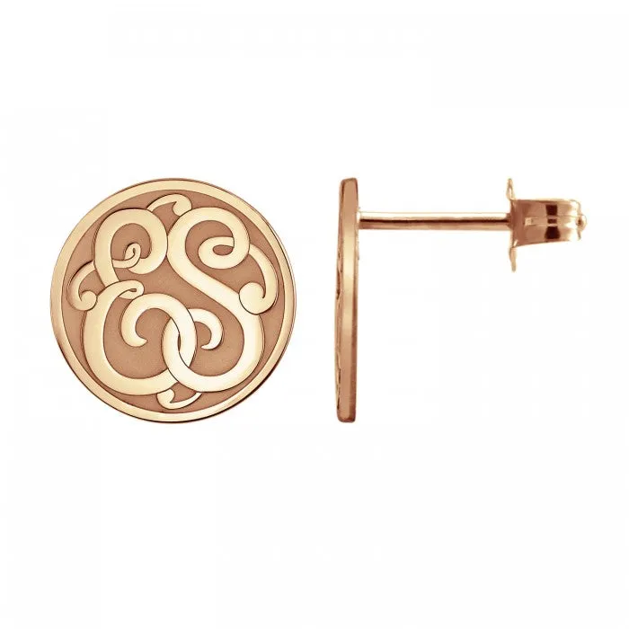 Fink's 10mm Classic Recessed Two Initial Monogram Stud Earrings