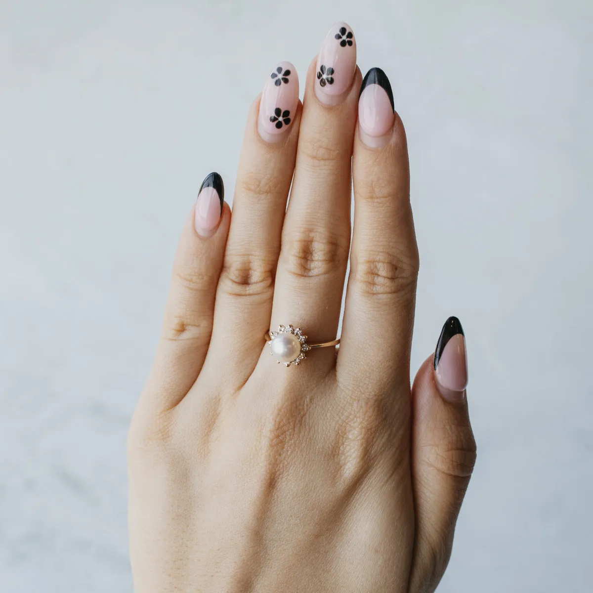 Fresh Water Cultured Pearl and Diamond Halo Ring