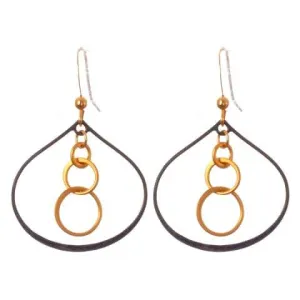 Fun Mix Metal Lily Petal Hoop and Gems Earrings