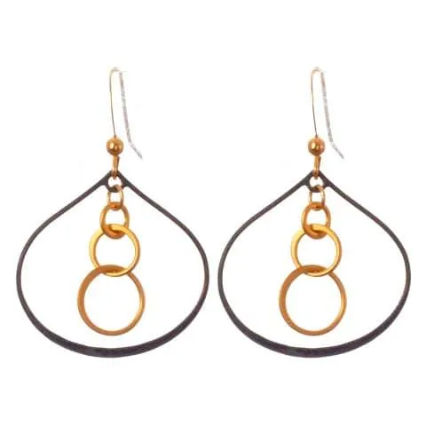 Fun Mix Metal Lily Petal Hoop and Gems Earrings