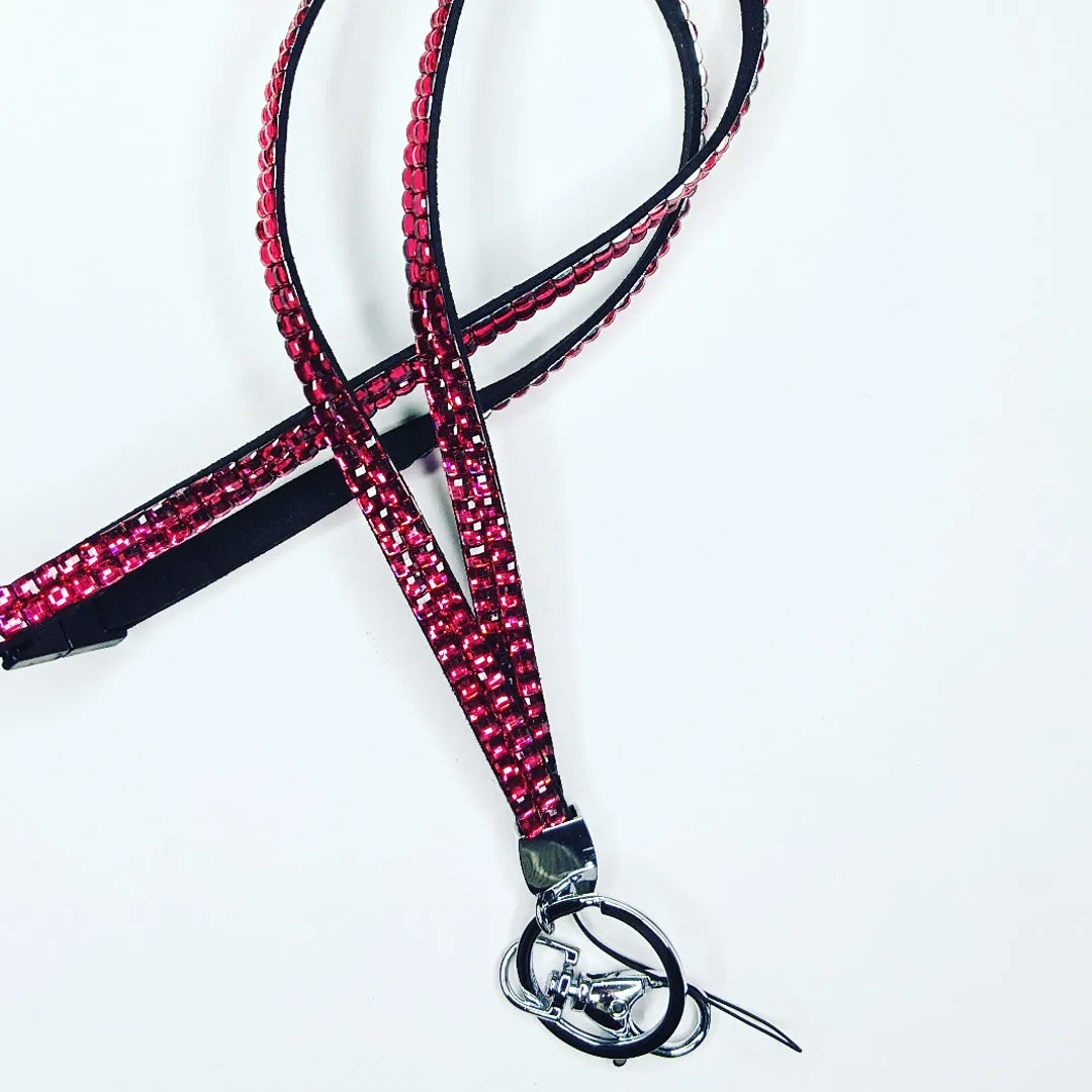 Fuschia Pink Rhinestone Crystal Lanyards