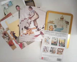 Garfield Visits Norman Rockwell Metal Box and Stationary Set